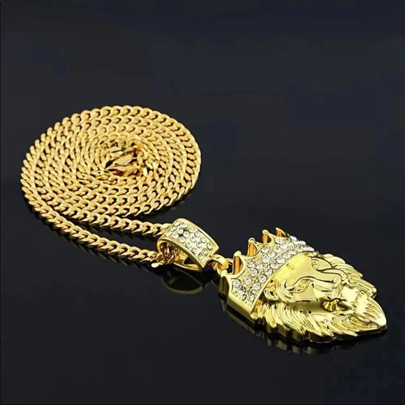 Hip Hop 18K Gold Plated Lion Necklace - Picture 2 of 4